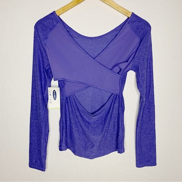 NWT Old Navy Active Criss-Cross Mesh Back Long Sleeve Top Very Periwinkle Sz XL - Picture 2 of 6